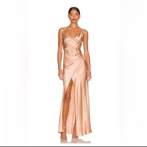 Shona Joy La Lune Cross Draped Maxi Dress in Desert Rose - Size 4 - Dry Cleaned